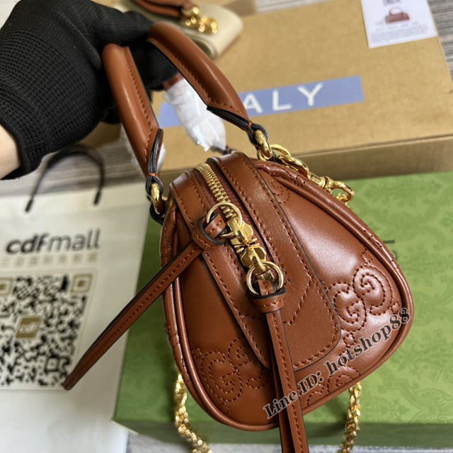 Gucci官網2022新款壓花G全皮女包 古馳G Gmatelassé皮革鏈條肩背包702251 gqy4635